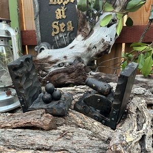 Wooden Canon Bomb Bookends